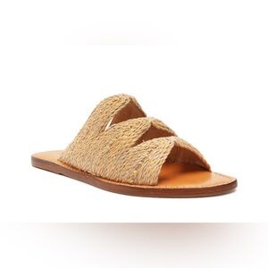 SCHUTZ Ivy Woven Flat Sandals Natural Raffia